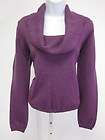 HENRI BENDEL Purple Knit Wool Long Sleeve Cowl Neck Sweater Top Sz L