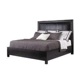   Black Ice Graphite Leather Upholstered Panel Bed in Carbon Black