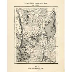  1882 Relief Line block Map Sweden Dal Asar River Basin Map 