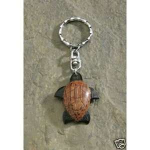    Hawaiian Key Chain Wood Brown Shell Turtle
