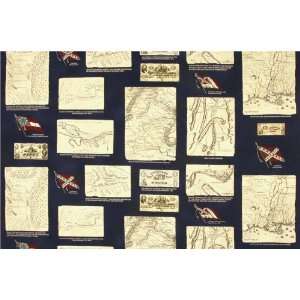  44 Wide Civil War VII Battle Maps Blue Fabric By The 