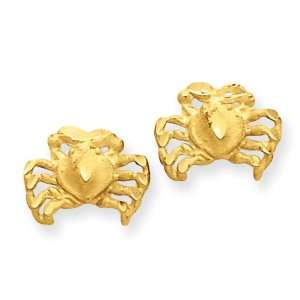  14k Gold Diamond cut Crab Earrings Jewelry