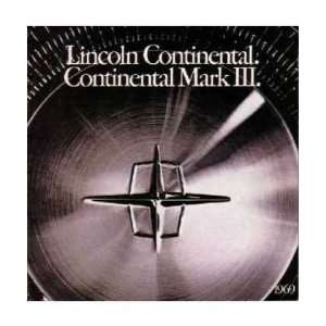  1969 LINCOLN CONTINENTAL MARK III Sales Brochure Book Automotive