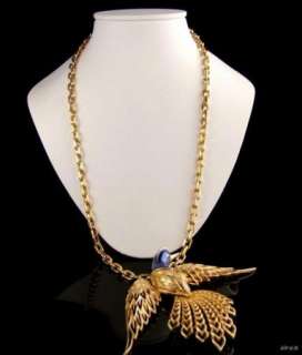   1960s JOMAZ Enamel Bird Pendant Necklace Vintage Jewellery Prom Bridal