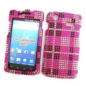   Case Rhinestone Cover Pink Plaid Design Cell Phones & Accessories