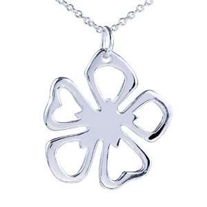  Plum Blossom Silhouette Pendant Necklace Sterling Silver 