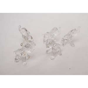  Set of Five Blown Glass Elephant Figurines 0.5h 