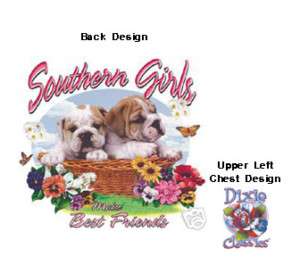 DIXIE T SHIRT SOUTHERN GIRLS BEST FRIENDS BULLDOG 13853  