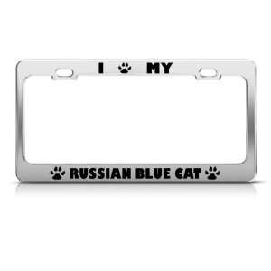  Russian Blue Cat Chrome Animal Metal license plate frame 