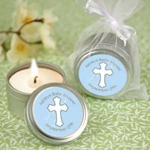  Little Miracle Boy Blue & Brown Cross   Personalized 