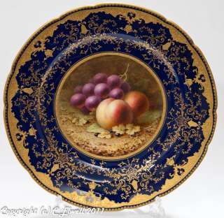 Large Antique Coalport Charger Hand Painted With Fruits Signed by 