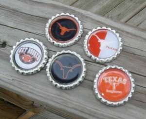 Lot of 5 Texas Longhorns Resined Flattened Bottlecaps  
