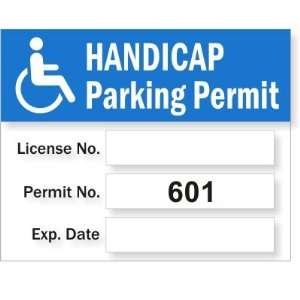  Parking Permit   Handicapped Prenumbered 601 700   Static 
