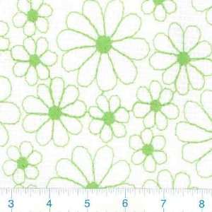  48 Wide Embroidered Cotton Pique` Lime/White Floral Fabric 