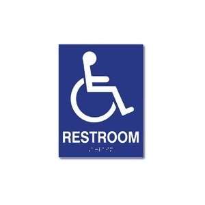  Wheelchair Symbol with Text Restroom Wall Sign   Tactile Text 