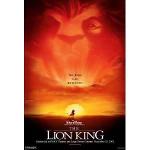 Lion King IMAX R2002 Original Double Sided 27x40 Movie Poster   Not A 