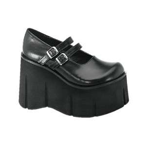  DEMONIA KERA 08 Black Pu Wedges 