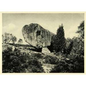 1949 Print Bornholm Denmark Ice Age Logan Stone Rock Boulder Natural 