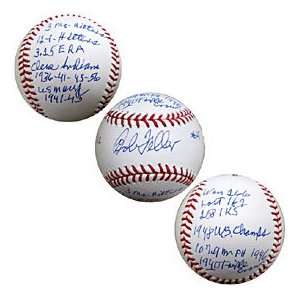  Bob Feller Autographed/Signs 13 Statistics Baseball 