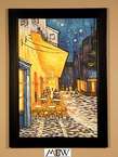 Vincent Van Gogh Café Terrace Repro Oil Painting on Canvas w/ Frame