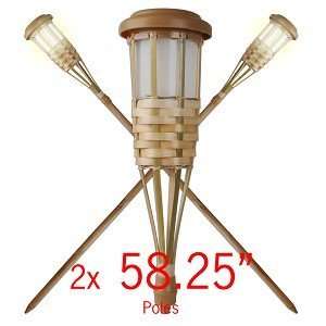  Two Pack 58.25 Bamboo Torch LED Solar Garden Lights 