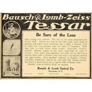   Ad Bausch Lomb Optical Zeiss Tessar Camera Lens   Original Print Ad