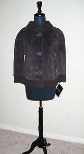 NWT $139 Terry Lewis Dark Brown Suede Sweater Jacket Coat L  