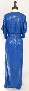 Diane Von Furstenberg DvF JUDITH Sequin Wrap Gown Dress BLUE Seen on 
