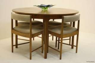   Extending Teak Table & 4 Chairs COMPACT TUCK UNDER CHAIRS  