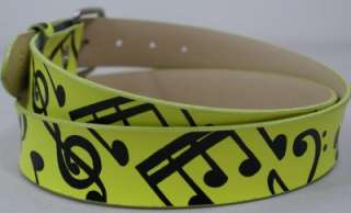 ROCK REBEL MUSIC NOTES YELLOW LEATHER BELT MED 34  38  