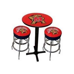  Maryland Terrapins Varsity Black Pub Table with Two Bar 