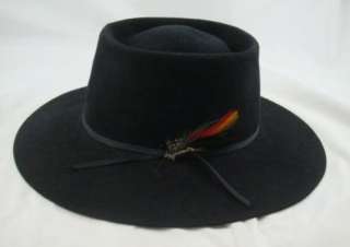 Vintage Stetson XXXX Black Mens Rancher Hat Feather JBS Branding Pin 