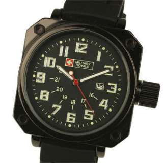 ESS Brand Original New Black Military Rubber Strap Mens Wrist Watch 