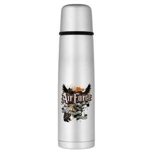 Large Thermos Bottle Air Force US Grunge Any Time Any Place Any Where
