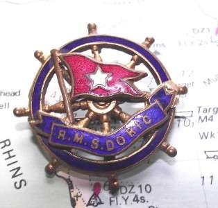 White Star Line RMS Doric Pennant Ships Wheel Brooch  