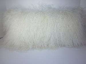 Real Bleached White Mongolian (Tibetan) Lamb Fur Pillow New (made in 