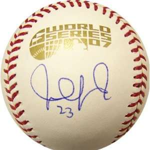 Julio Lugo Autographed Ball   2007 World Series   Sports 