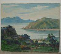 Rare Japan Vintage Japanese Landscape oil Painting M. Tanaka  