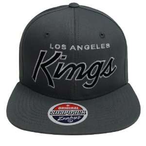  Los Angeles Kings Script Zephyr Snapback Cap Hat All Grey 