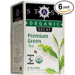 Stash Organic Decaf Premium Green Tea, Tea Bags, 18 Count Boxes (Pack 