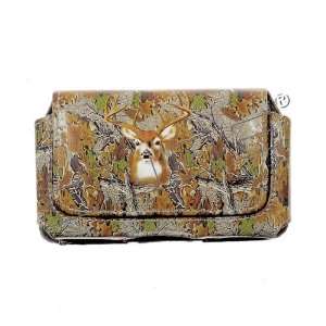 Camouflage Hunter Series Brown Leaves Forest Pouch For HTC Wildfire S 
