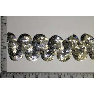  Sequin Trim Serpentine Silver 2 wide Sold By the Yard 