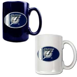 BSS   Tampa Bay Lightning NHL 2pc 15oz Ceramic Mug Set   One Blue Mug 