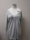 Eileen Fisher Organic Cotton & Cashmere V Neck Sweater w/Sequins DKPRL 