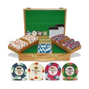  Pharoahs Club and Casino Full Clay Poker Chips with Oak 