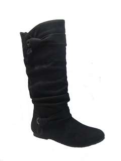   cute women slouchy middle high suede flat boot U.S REGULAR SIZE 5 11