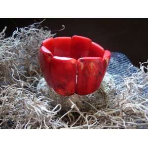 Tagua Nut Brasalet Red handmade jewelry