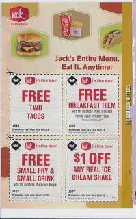 20 JACK IN THE BOX Coupons Nationwide 2012  