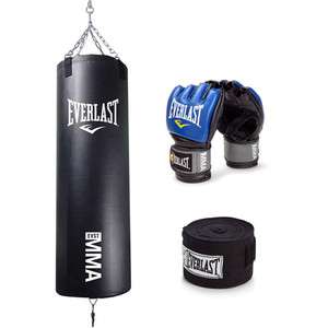 Everlast MMA 70 lb Heavy Bag & Pro Style Kit w/ MMA Grappling Gloves 
