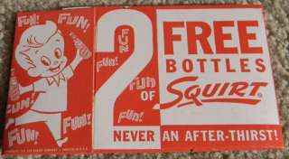 1959 Squirt Soda Pop 2 Bottle Cardboard Carrier 2 Pack UNUSED  